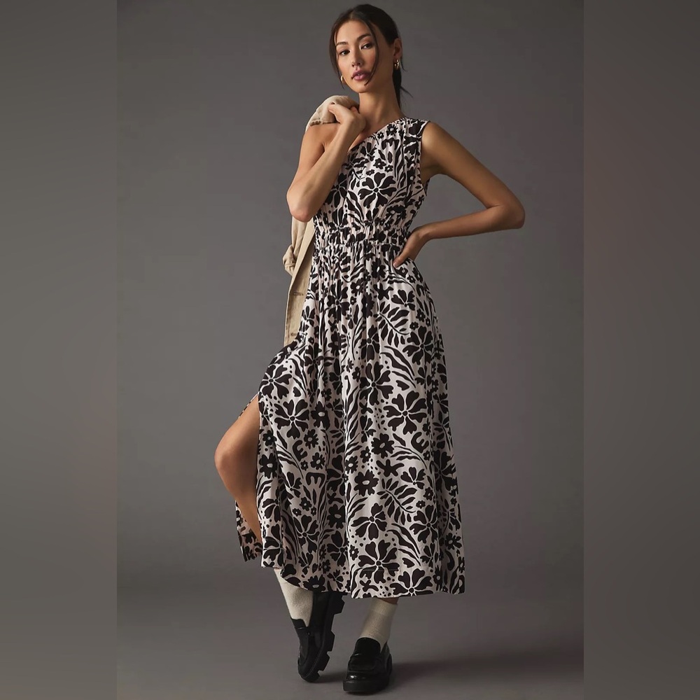 Faithfull the Brand Lucila One-Shoulder Printed Midi Dress Size XL